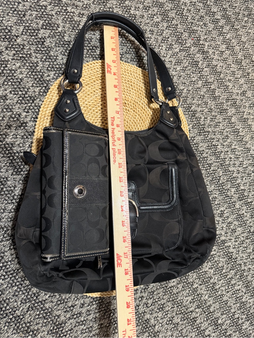Coach Campbell Black Signature Soho Canvas Shoulder Bag Purse Checkbook Wallet - Picture 8 of 16